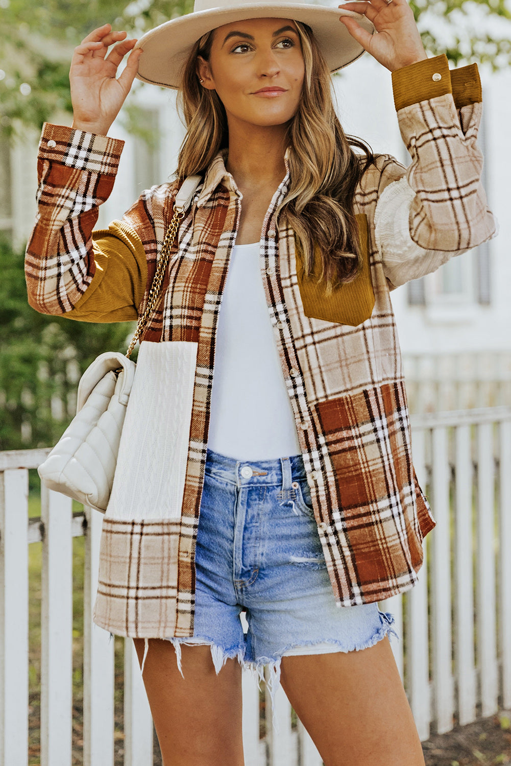 Walk Outside Plaid Color Block Shacket