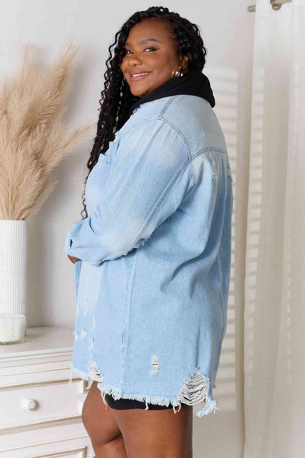 Michelle Raw Hem Denim Shacket